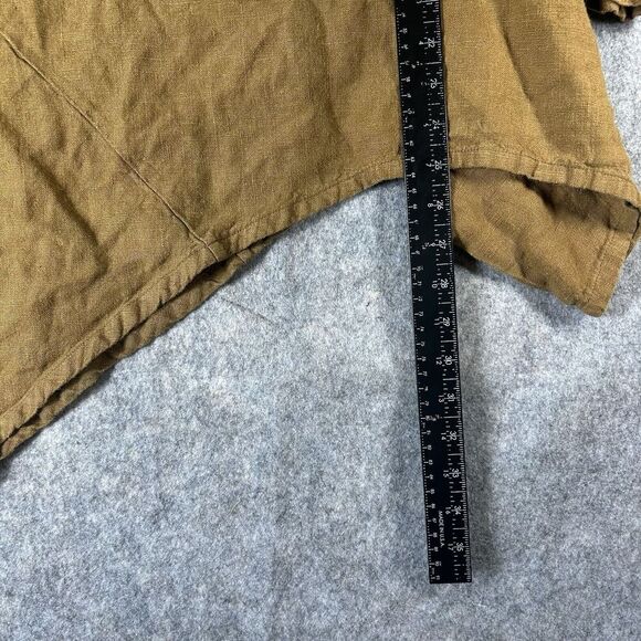 Bryn Walker Nadia Tunic Top Womens Small Linen Asymmetrical Hem Brown Lagenlook - Picture 3 of 9